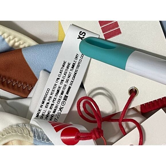 Solid & Striped Nina Multi Color‎ Striped One Piece Swimsuit Blue Red Yellow XS - Picture 11 of 12